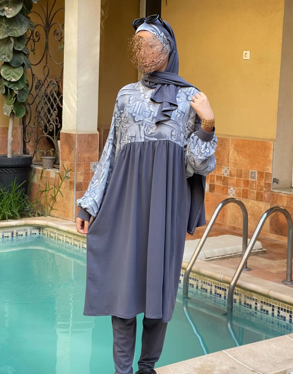 BURKINI GRIS FLORAL